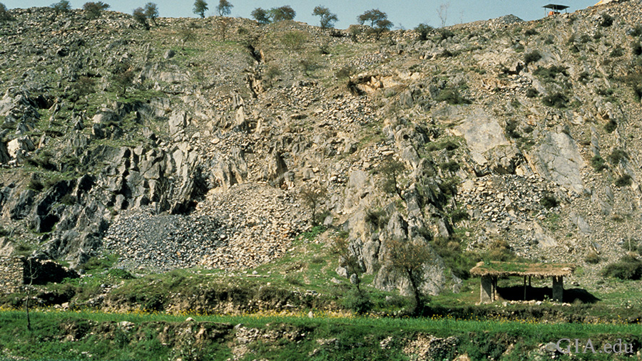Hillside view in Katlang, Pakistan where the November birthstone, topaz is mined. Hillside view in Katlang, Pakistan where the November birthstone, topaz is mined.