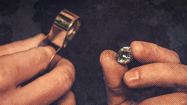 Diamond under a loupe Diamond under a loupe