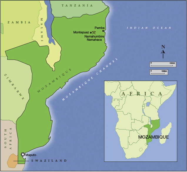 Mozambique, southeastern Africa, map Mozambique, southeastern Africa, map