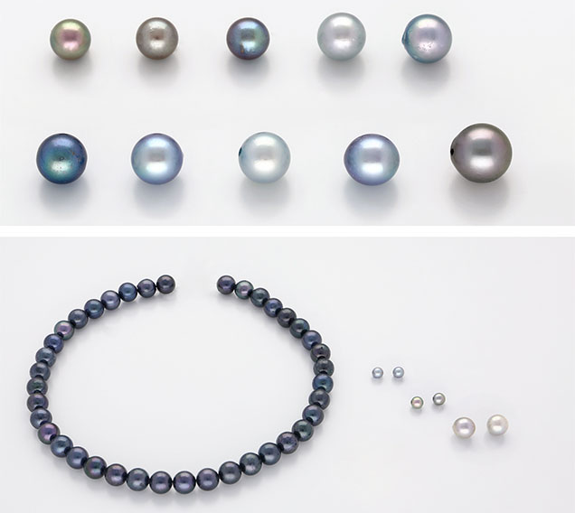 Figure 1. The two groups of reportedly irradiated akoya pearls used in this study. Photos by Sood Oil (Judy) Chia. Figure 1. The two groups of reportedly irradiated akoya pearls used in this study. Photos by Sood Oil (Judy) Chia.