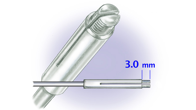 This split mandrel has been modified by filing down the end of the shaft