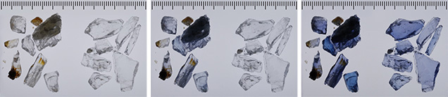 Scapolite fragments exposed to UV radiation