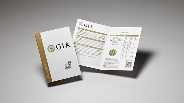 GIA diamond grading reports, like this Diamond Dossier®, provide a full assessment of a diamond’s quality using the 4Cs. View a <a href=