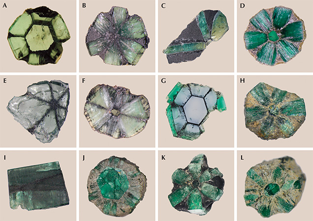 Twelve Colombian trapiche emeralds