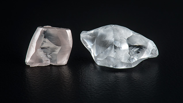 Two fancy-color rough diamonds