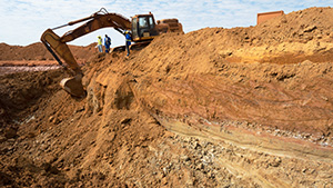 Mining gravels at Mugloto pit 3 in the Montepuez Ruby Mining concession.