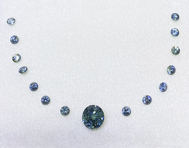 Teal blue Montana sapphires from Rock Creek.