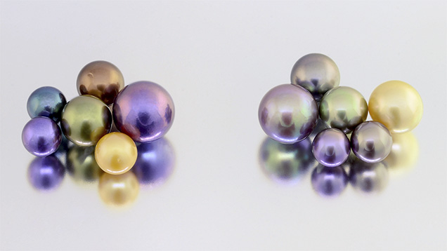 Treated and naturally colored pearls.