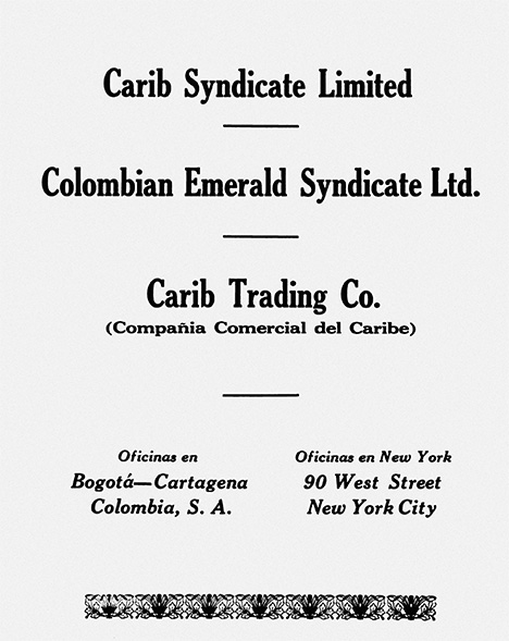 Joint advertisement for Colombian oil and emerald