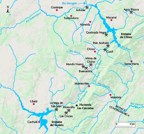 Map of the Chivor emerald mines