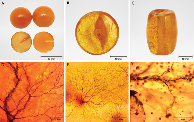 Discoloration of irradiated amber.