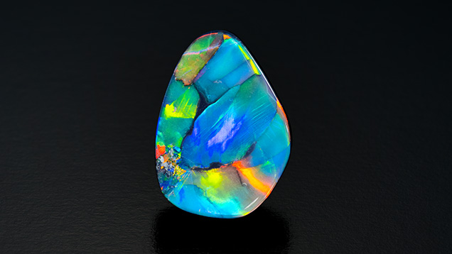 A 13.12 ct black opal from Lightning Ridge.