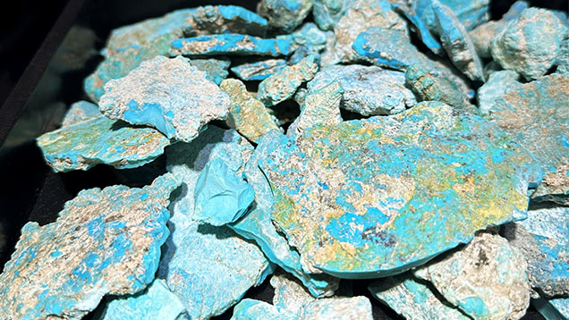 Figure 2. Vintage turquoise rough from the Sleeping Beauty mine in Arizona. Photo by Jennifer Stone-Sundberg; courtesy of Arizona Color Stones & Minerals.