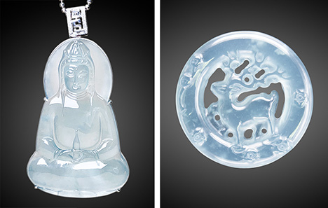 Figure 1. Guatemalan “ice jade” carvings of Bodhisattva (4.6 × 3.1 cm) and a deer (2.3 cm diameter). Courtesy of T. Chen.