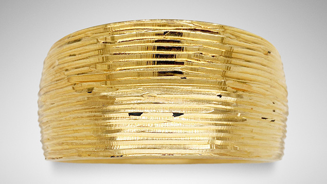 Figure 1. The electroformed gold bracelet submitted as 14K solid gold. Photo by Rambod Bahadory.