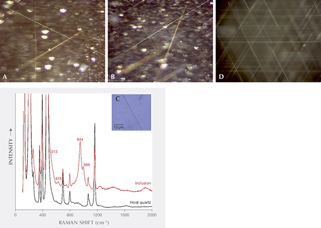 Needles and spectroscopic data in asteriated rose quartz from Brazil and asteriated quartz from India