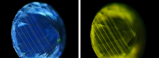 DiamondView images showing fluorescence (left) and phosphorescence (right).