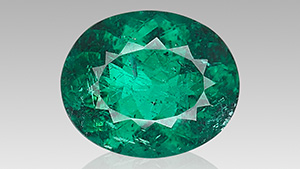 Figure 1. A 2.52 ct oval modified brilliant Paraíba tourmaline. Photo by Adriana Gudino.