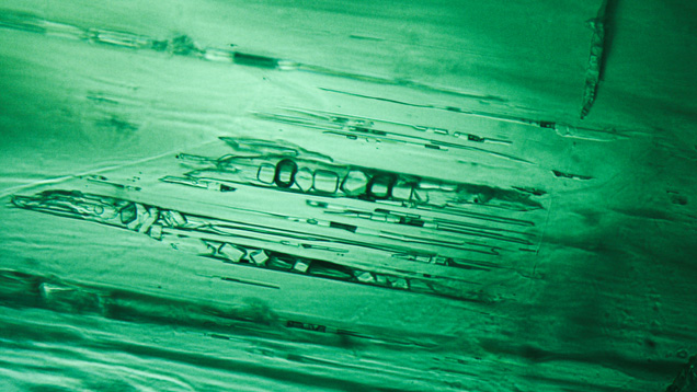 Needle-like multiphase inclusions in Afghan emerald