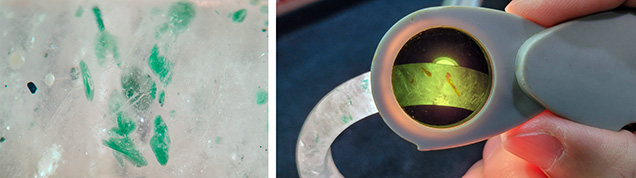 Flaky green inclusions visible in the bangle.