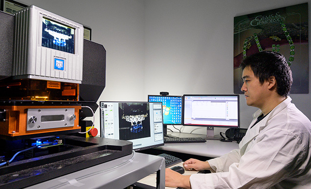 Figure 12. GIA’s laser ablation–inductively coupled plasma–mass spectrometry (LA-ICP-MS) system for chemical analysis of small spots on the surface of polished gemstones. Photo by Kevin Schumacher.