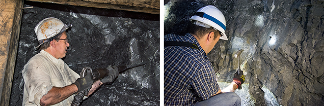 Authors collecting emerald using jackhammers and hand picks